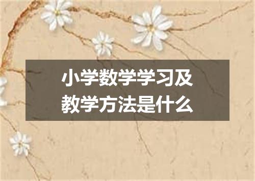 小学数学学习及教学方法是什么