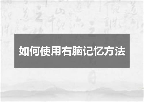 如何使用右脑记忆方法
