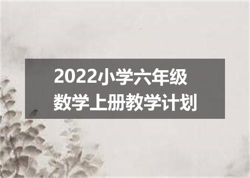 2022小学六年级数学上册教学计划