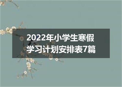 2022年小学生寒假学习计划安排表7篇