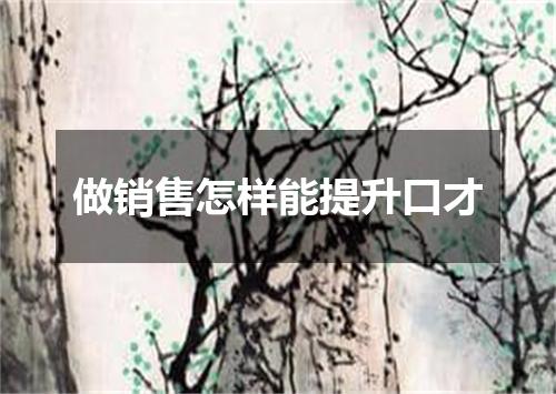 做销售怎样能提升口才