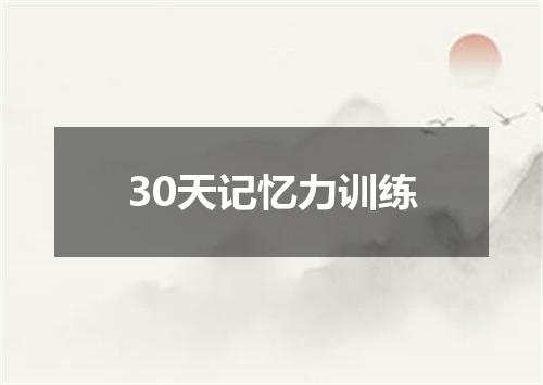 30天记忆力训练
