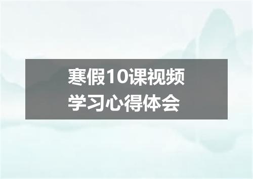 寒假10课视频学习心得体会