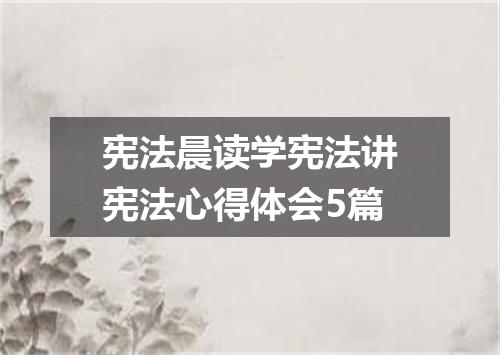 宪法晨读学宪法讲宪法心得体会5篇