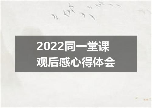 2022同一堂课观后感心得体会
