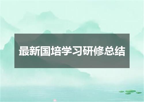 最新国培学习研修总结