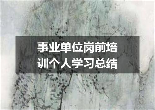 事业单位岗前培训个人学习总结