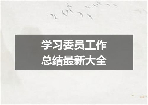 学习委员工作总结最新大全