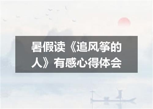 暑假读《追风筝的人》有感心得体会