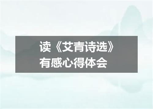 读《艾青诗选》有感心得体会