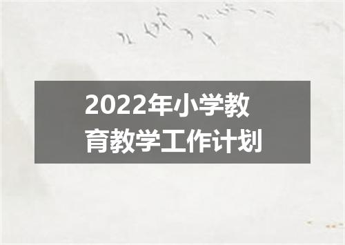 2022年小学教育教学工作计划