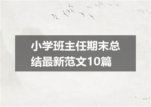 小学班主任期末总结最新范文10篇
