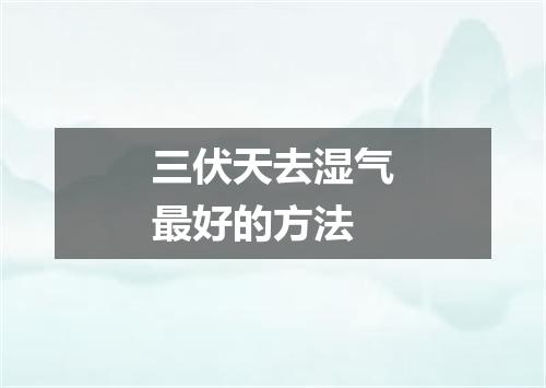三伏天去湿气最好的方法
