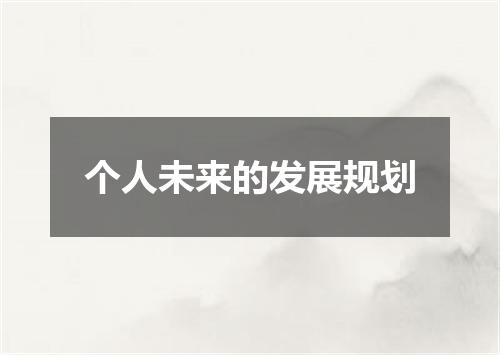 个人未来的发展规划