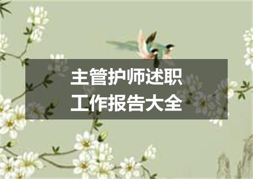 主管护师述职工作报告大全