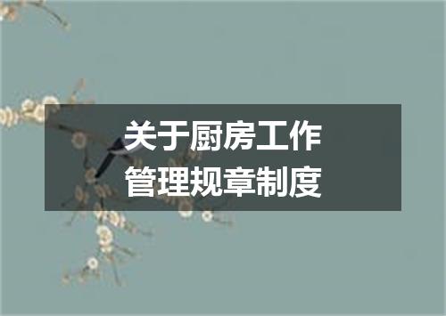 关于厨房工作管理规章制度