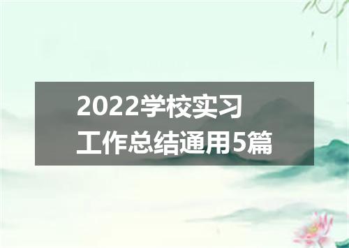 2022学校实习工作总结通用5篇