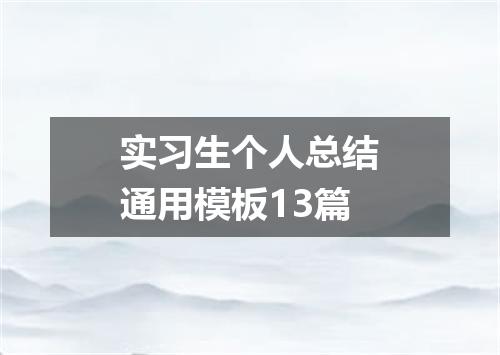 实习生个人总结通用模板13篇