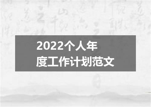2022个人年度工作计划范文