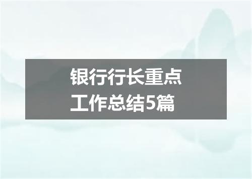 银行行长重点工作总结5篇