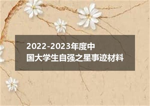 2022-2023年度中国大学生自强之星事迹材料