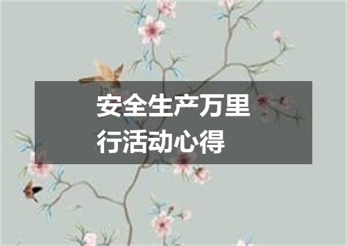 安全生产万里行活动心得