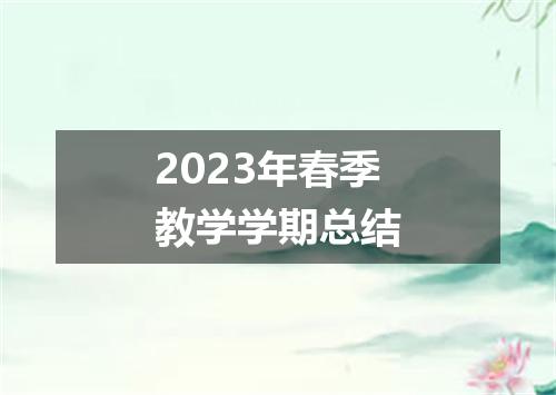 2023年春季教学学期总结