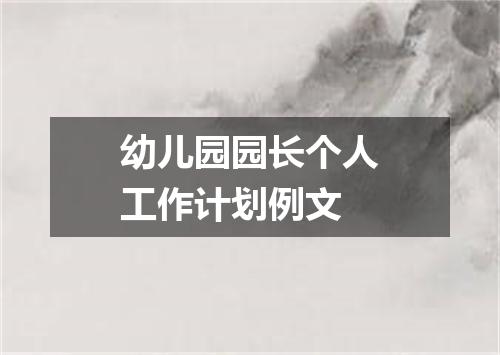幼儿园园长个人工作计划例文
