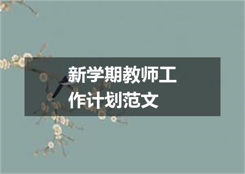 新学期教师工作计划范文