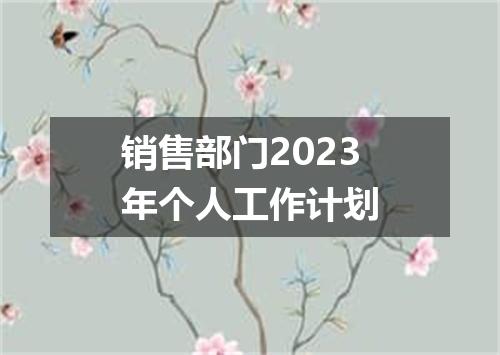 销售部门2023年个人工作计划