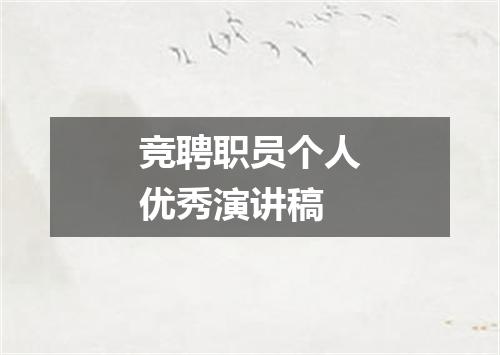 竞聘职员个人优秀演讲稿