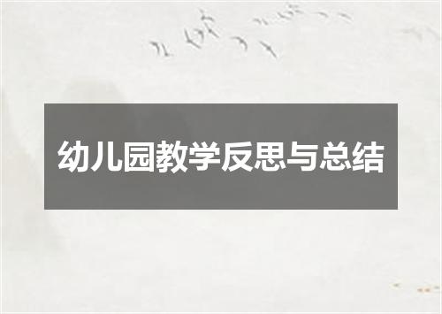 幼儿园教学反思与总结
