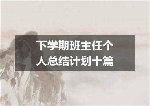 下学期班主任个人总结计划十篇