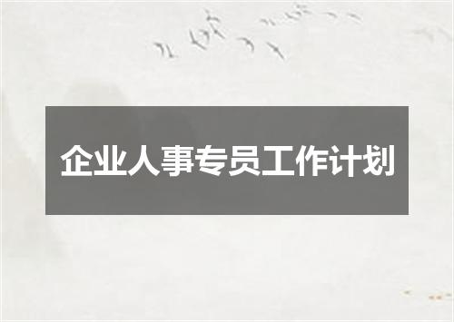 企业人事专员工作计划