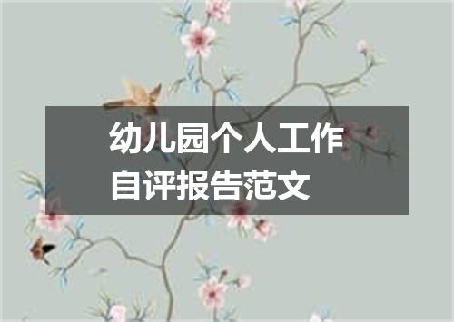 幼儿园个人工作自评报告范文