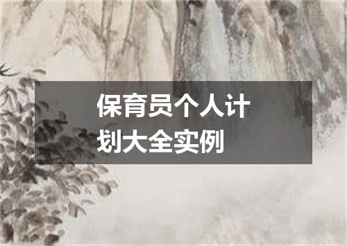 保育员个人计划大全实例