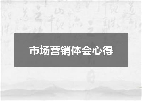 市场营销体会心得