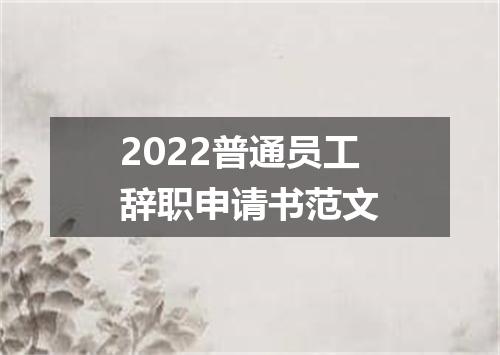 2022普通员工辞职申请书范文