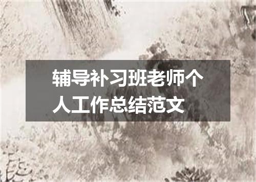 辅导补习班老师个人工作总结范文