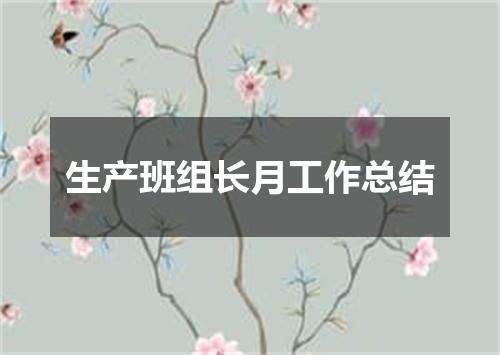生产班组长月工作总结