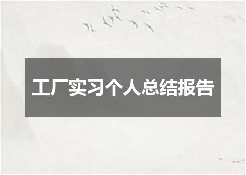 工厂实习个人总结报告