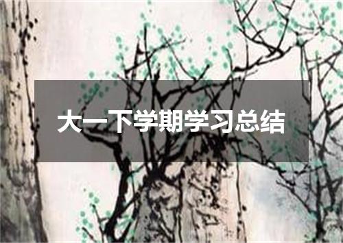 大一下学期学习总结