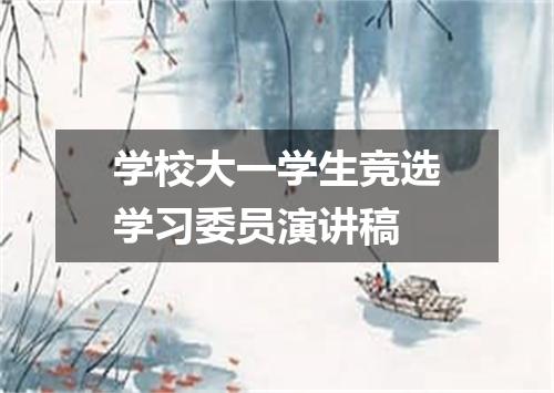学校大一学生竞选学习委员演讲稿