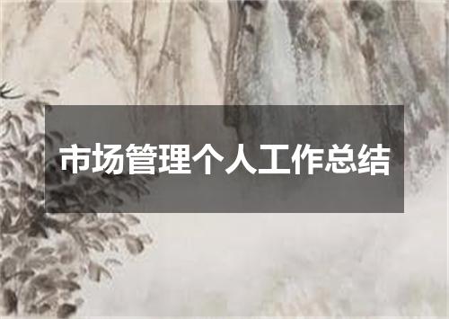 市场管理个人工作总结