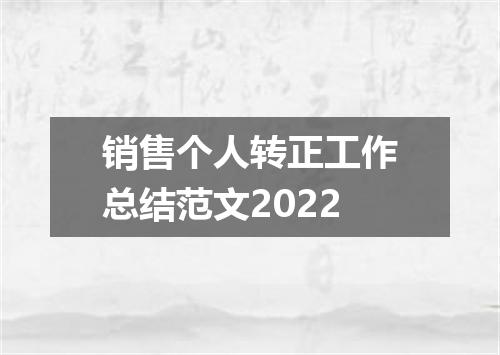 销售个人转正工作总结范文2022