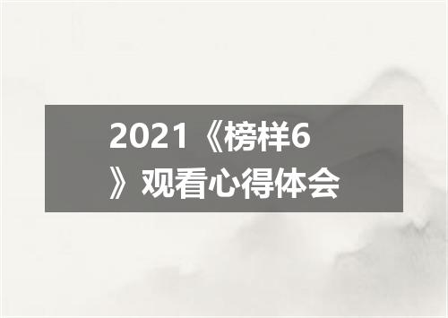 2021《榜样6》观看心得体会