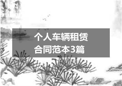 个人车辆租赁合同范本3篇