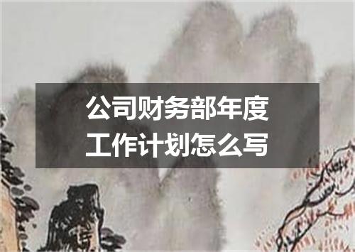 公司财务部年度工作计划怎么写