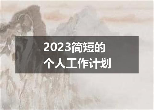 2023简短的个人工作计划