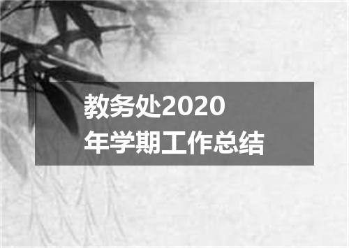 教务处2020年学期工作总结